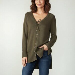 Chico's Olive V-Neck Sweater
